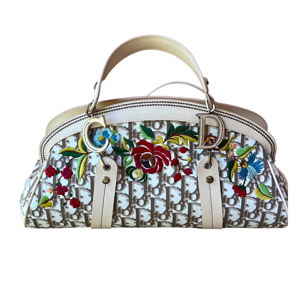 CHRISTIAN DIOR Diorissmo canvas handbag with floral embellishment, Never used